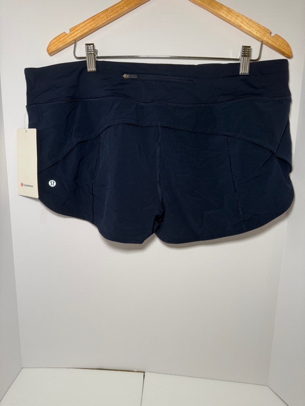 lululemon athletica Navy Athletic Shorts with Back Zip Pocket-NEW With Tags